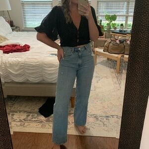 Polka dot crop button down with tie